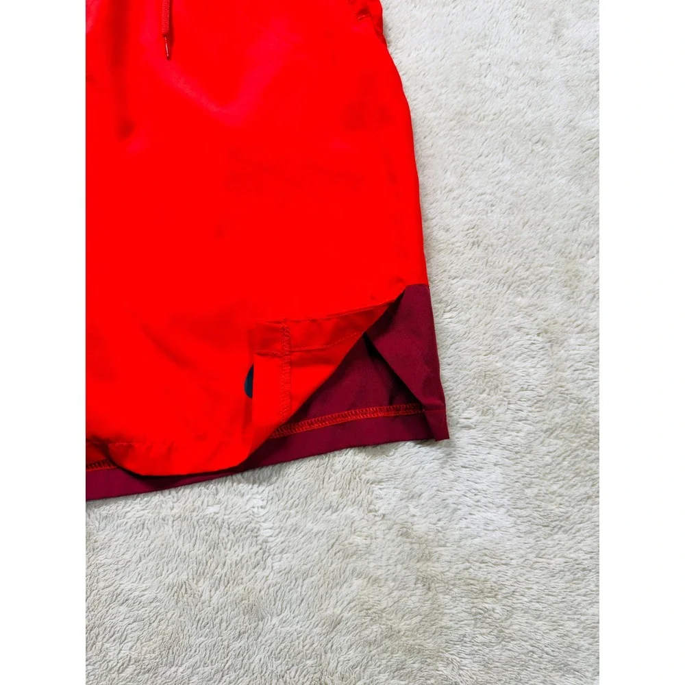 Nike Mens Red Burgundy Colorblock Athletic Basketball Shorts Small